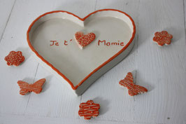 Coeur sentimental "Je t'aime Mamie" coeur en bas relief