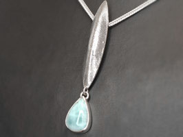Halskette "Chiton" aus 925er Silber mit Larimar / Unikat