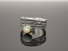 Ring " Forest Fire " Silber geschwärzt Opal Unikat