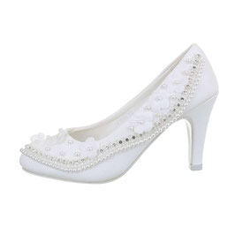 Brautschuhe mit Strass und Perlen, weiß