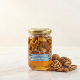 Meligyris Pinienhonig aus Kreta mit Walnüssen, Mandeln & Pistazien, 150 g