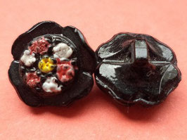 Glasknöpfe schwarz 14mm (5524k) Blumen
