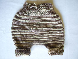 kurze Babyhose gestrickt Wolle naturweiß braun Gr. 62/68