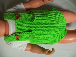 kurze Babylatzhose Romper Merino gestrickt neon grün Gr. 50/56