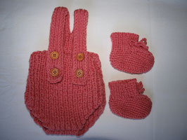 Set kurze Babyhose Romper Babyschuhe Wolle gestrickt rosa Gr. 62/68