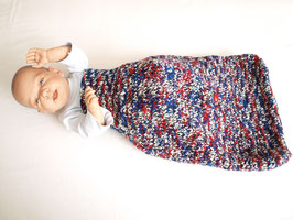 Strampelsack Fußsack für Babyschale handgestrickt reine Wolle Merino Länge 53cm bunt