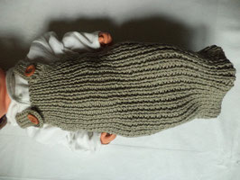 Cocoon Baby Schlafsack beige grau 50cm gestrickt Baumwolle Wolle