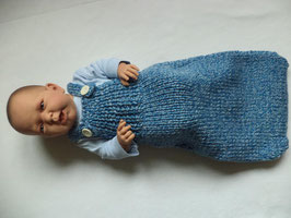 gestrickter Babyschlafsack blau meliert 60cm