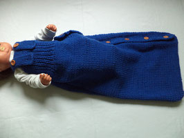 Babyschlafsack gestrickt blau 90cm knöpfbar