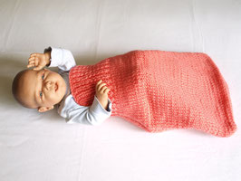 gestrickter Strampelsack 50cm lachs rosa Wolle