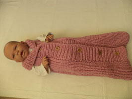 gestrickter Babyschlafsack rosa 60cm