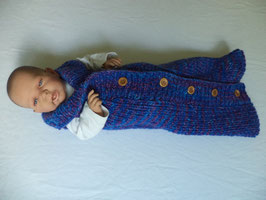 gestrickter Babyschlafsack blau lila 60cm