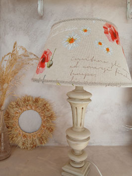 Abat-jour tambour - tissu lin impressions coquelicots