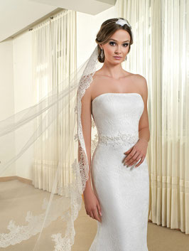 Vestido recto encaje chantilly con abrigo chantilly