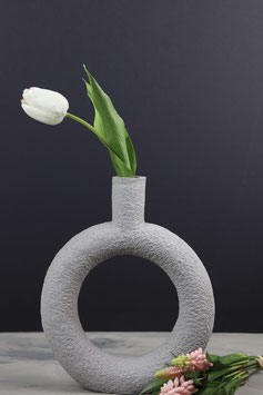 Wunderschöne moderne Blumevase "Ring" , graue Betonoptik im Nordic Style