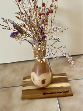 Holzvase „Bruna“ mit Trockenblumen
