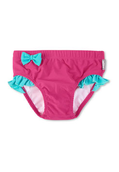 Badehose - Mädchen mit Windeleinsatz - magenta mit aqua - Masche & Rüschen - Sterntaler