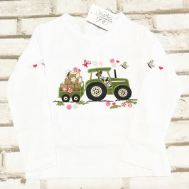 Shirt - Traktor - weiß - gesticktes Motiv - Traktormotiv - 100 % Baumwollle - Tracht Mädchen