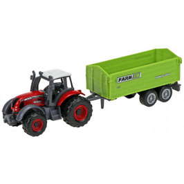 Traktor inkl. Anhänger - Farm Set - Metallguss rot - grün