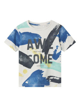 Shirt - REGULAR FIT - JET STREAM - genustert - Biobaumwolle - AWE SOME - NAME IT MINI JUNGE