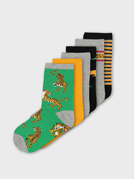 Socken - 6 - ER-PACK SOCKEN - grün -gelb -grau - Tiger - NAME IT KIDS JUNGE