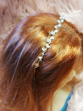 Haarschmuck - Haarreif - Perlen & Steine - zart - goldfärbig - Erstkommunion