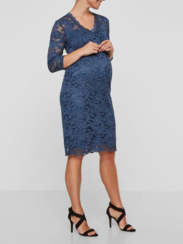 Kleid - Umstandskleid mit ¾ Arm und blauer Spitze