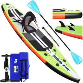 Board Stand up Paddle Board Aufblasbare SUP Board Set, 330x76x15cm, bis 150kg, kiwi - orange - schwarz