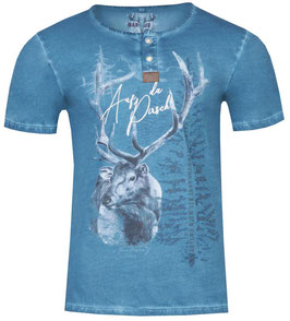Shirt - Tracht - Herrenshirt - Tracht Männer - meeresblau - "Auf da Pirsch" - Herrentracht