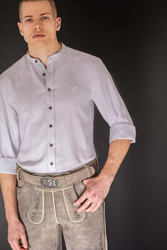 Hemd - Tracht - weiß - gestreift -  langarm - Herrentrachtenhemd - Herrentracht