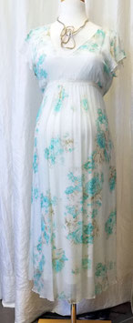 Kleid - Umstandskleid ivory aqua mit Rosenmuster