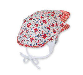 Kopfbedeckung - Kopftuch weiß - rot -  geblumt - UV Schutz - Sterntaler