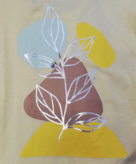 Shirt - kurzarm - Blume - gelb  mit braun & mint - NAME IT KIDS MÄDCHEN