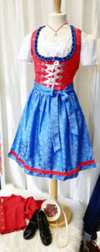 Tracht - Teenie Dirndl -Teenagerdirndl - Jugenddirndl - rot mit Blumen - blau - schwarz -  Tracht Mädchen