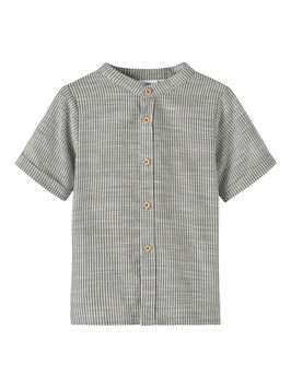Hemd - Kinderhemd - Streifen - cooles Outfit - Maokragen - Dried sage - NAME IT MINI JUNGE