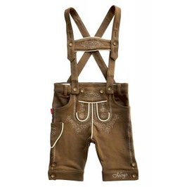 Tracht - Hose - Kinder"LEDER"HOSE - Baumwolle - braun - beiger Stick - weich - mitwachsend - 3/4 Länge - Gr 86 /92 - Babytracht - Kindertracht