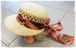 Kopfbedeckung - Trachten - Hut - Strohhut für Damen - rostfärbiger Schleife -  Gr 57 - Tracht Damen