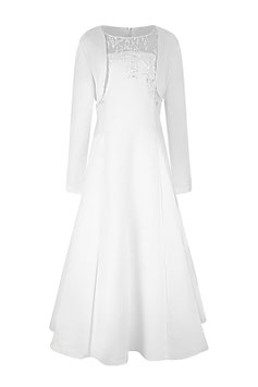 Erstkommunionkleid - plus - weiß - inkl. Bolero - cooles Brustmotiv - Kommunionkleid