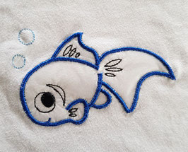 broderie poisson taille 1 pour tshirt enfant , sac en tissus..