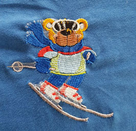 broderie ourson skieur taille 1 pour tshirt enfant, serviette toilette...