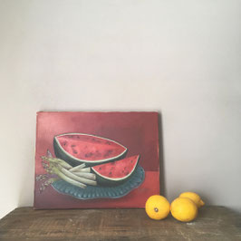 PEINTURE NATURE MORTE PASTEQUE