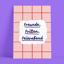 Karte Fritten, Freunde, Feierabend