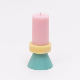 Stack Candle Tall Floss-Pink-Pale Yellow-Mint