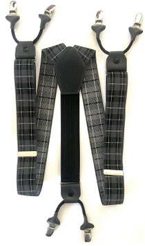 Bretelle Uomo Tartan Grigio - Pelle Grigia