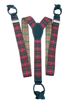 Bretelle Tartan Rosso e pelle nera - BR5N