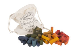 100 Stücke Holzbauklötze Rainbow