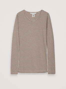 Frauen Langarmshirt Streifen Almond