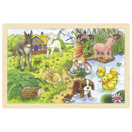 24 Teile Holzpuzzle Tierkinder