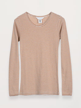 Frauen Langarmshirt Streifen Cashew