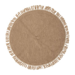 Wollteppich mit Fransen Beige